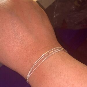 925 Sterling Silver Triple Loop Serpentine Bone Bracelet Wrist & Ankle bracelet